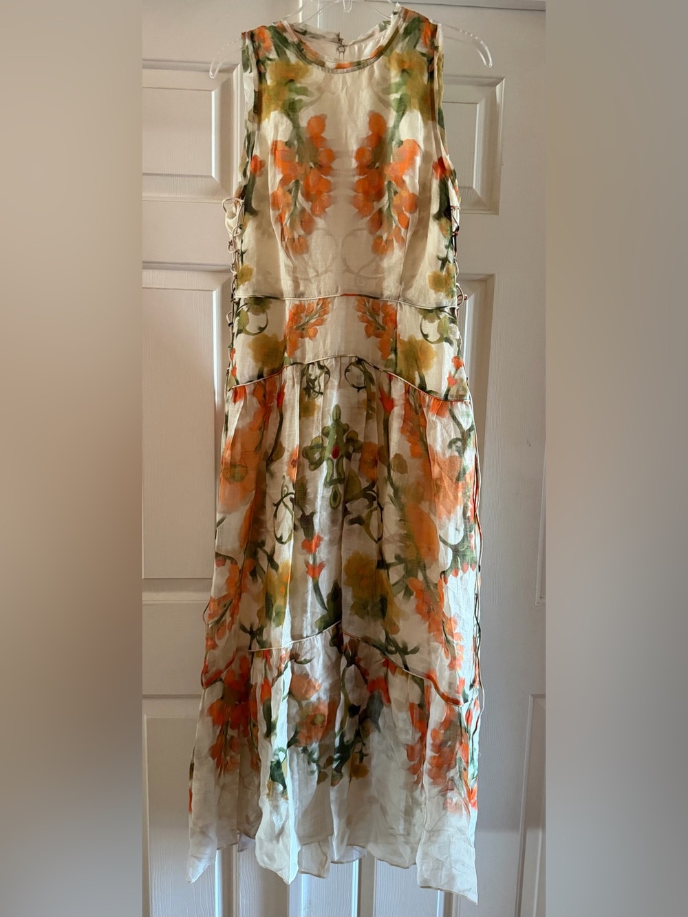 Marchesa Rosa Ramie Coral Orange Sleeveless Maxi Dress Size 10